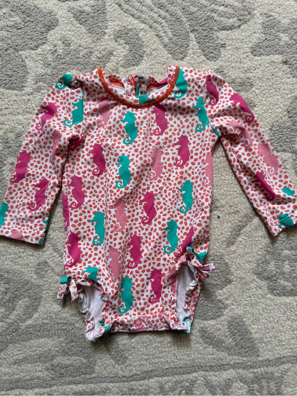 Hatley Pink Teal Seahorse Long-Sleeve Rashguard